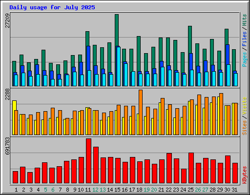 Daily usage for July 2025